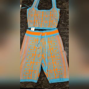 Fashion Nova Blue and Orange Bike Shorts